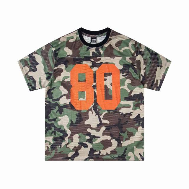 Stussy sports casual No. 80 jersey with letters printed on the back. Classic sty