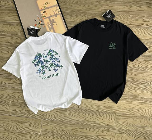 Kolon Sport Ink Artist Collaboration Short 25S Sleeve Crew Neck T-shirt. Fabric: