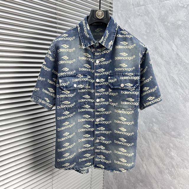 Paris short-sleeved shirt-style denim jacket is made of imported denim fabric, w