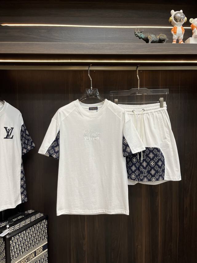 is featuring the latest Lv early spring 2025 designer short-sleeved shorts set.