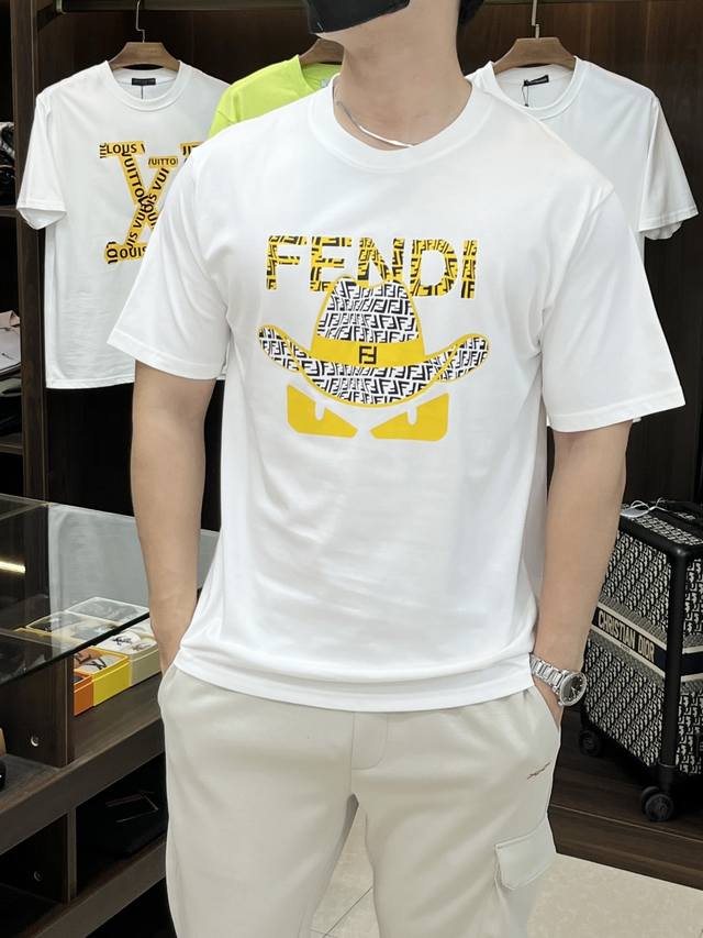 Fendi exclusive new spring fashion casual round neck short sleeve T-shirt, pure