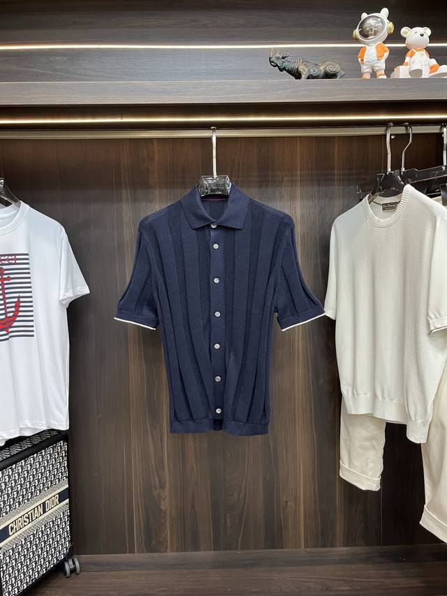 Featured Bc 25Ss New Cotton and Linen Ribbed Knit Short-Sleeve Shirt. The softne