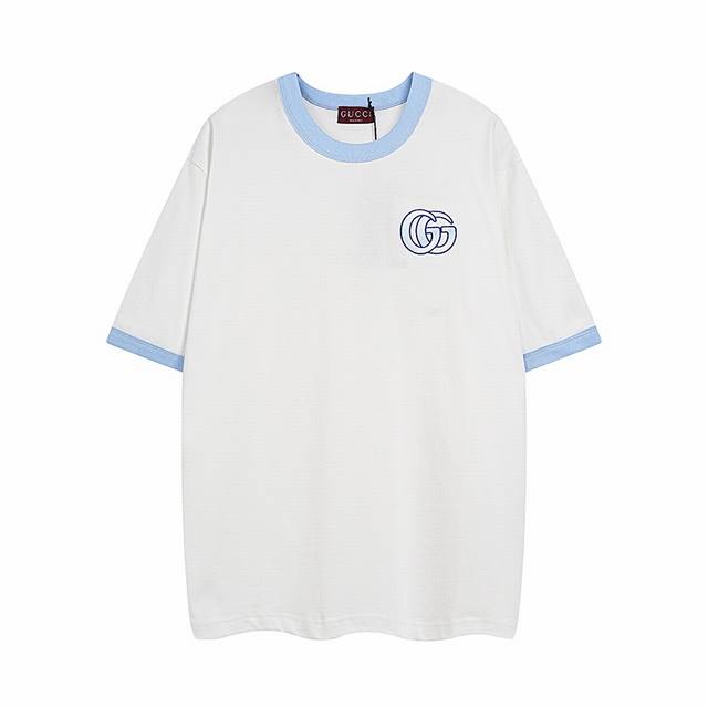 Available year-round. Gucci 25Ss light blue threaded new double G embroidered lo