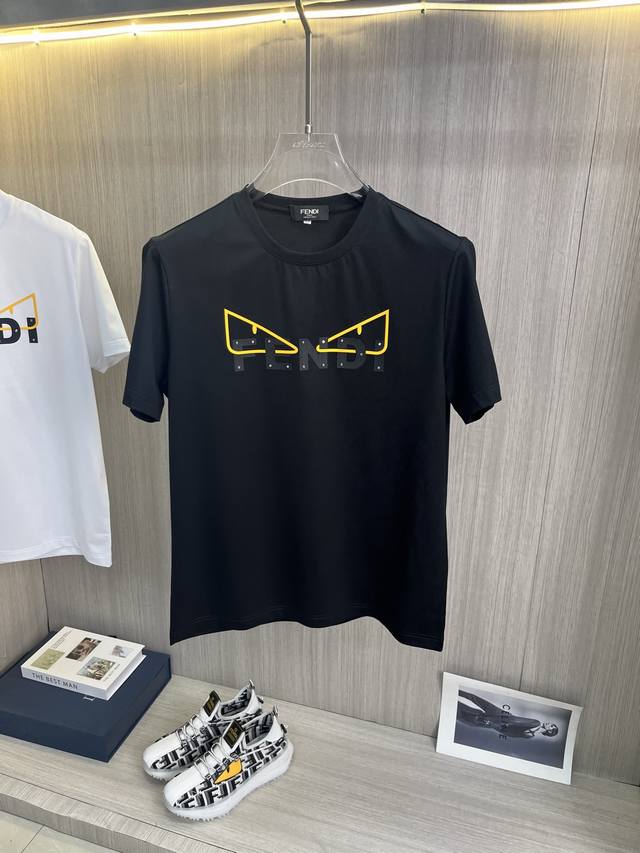Fendi 2025 Spring/Summer High-Quality Mercerized Cotton Short-Sleeved T-Shirt (M