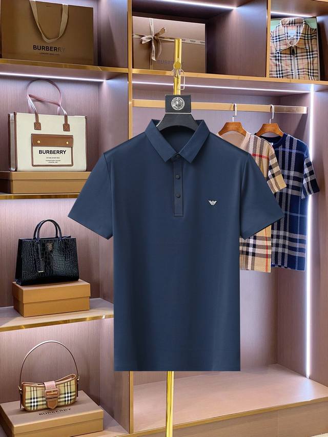 the new summer 2025 Armani men's logo lapel polo shirt! A classic business style