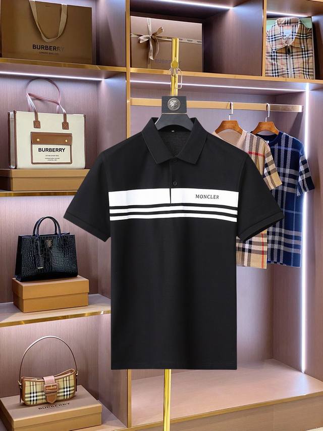 Moncler's 2025Ss summer new logo men's lapel polo shirt! A classic business styl