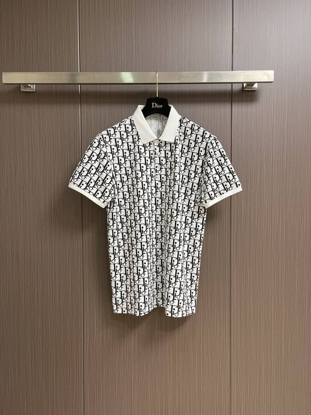 Dior 2025Ss spring and summer new letter jacquard lapel short-sleeved Polo shirt