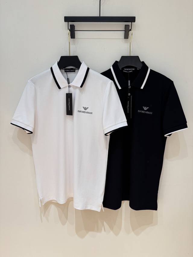 Ea7 25Ss Spring/Summer new mesh pique cotton lapel short tee, a classic business
