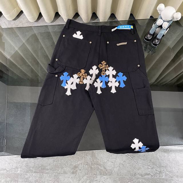 Ch Chromehearts limited edition leopard print blue and white cross stitching lea