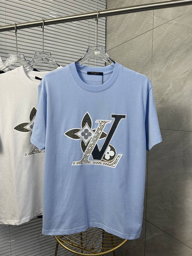 Zg Alouis Vuitton Lv 25 Spring/Summer newest printed short-sleeved crewneck T-sh