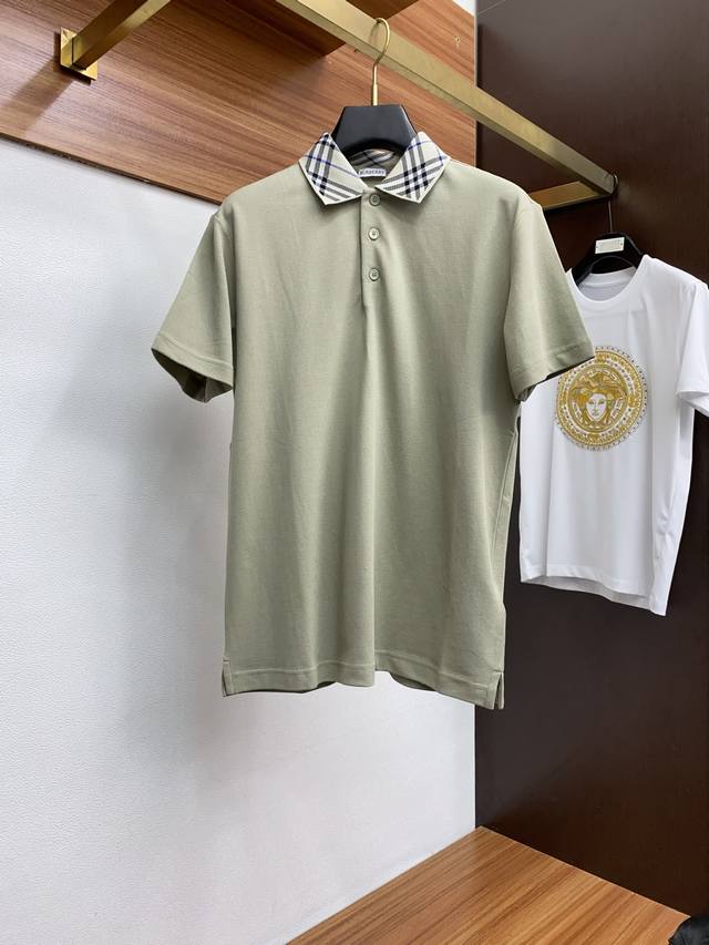 Tai Burberry 2025 new men's pique cotton lapel short-sleeved Polo shirt, classic