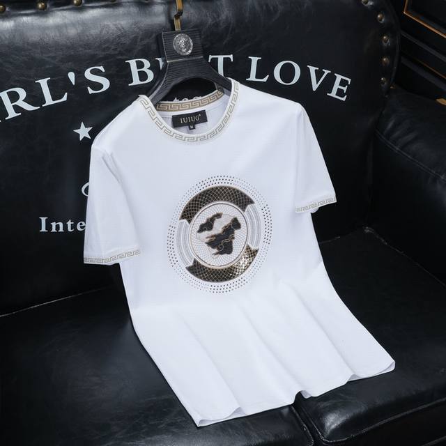 Siji Versace 2025Ss spring and summer new round neck short-sleeved T-shirt. A cl