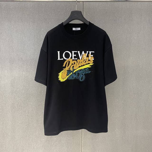 Xp Loew 2025 Spring and Summer New Letter Painting Embroidery Short Sleeve Size: