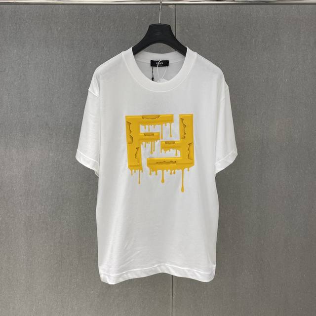 Xp Fd 2025 Spring/Summer new Fendi offset letter pattern short-sleeved size: Xs-