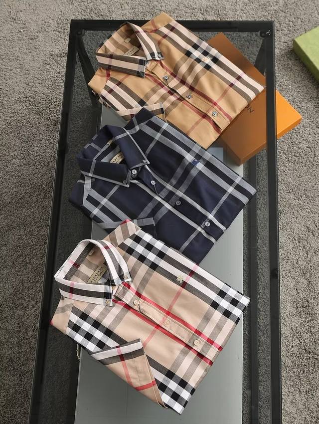 Guo Burberry's new spring/summer men's short-sleeved classic plaid shirt, a high