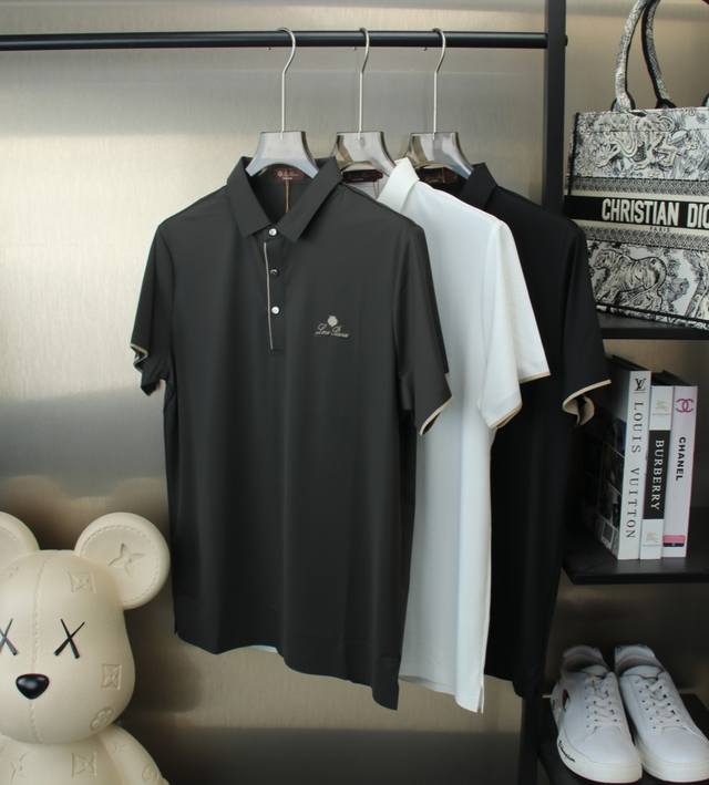 Long High-end embroidered logo, 2025Sslp new fashion lapel short-sleeved Polot s