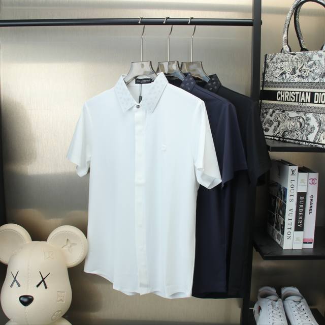 Long High-end embroidered logo, 2025Ssd&G new fashion lapel short-sleeved Polot