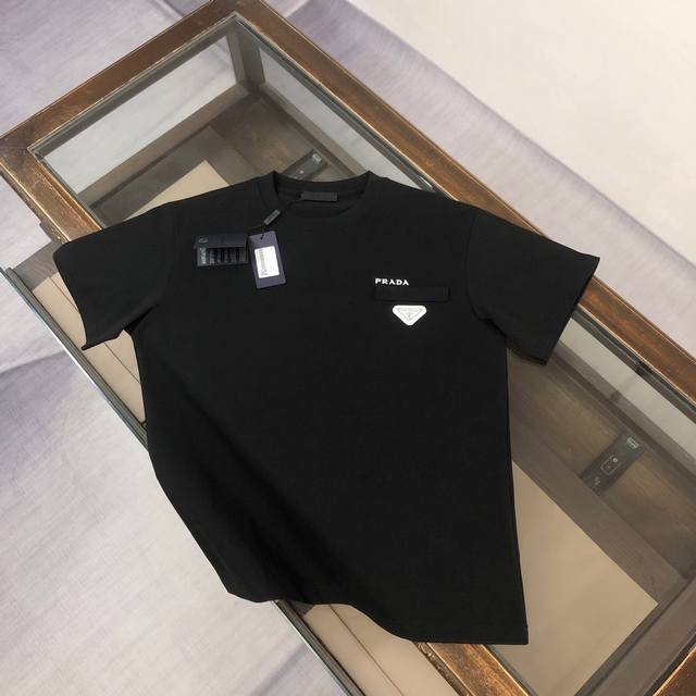 Bb Pra*Da 2025 Spring/Summer new arrivals, all-cotton T-shirt from the Prada col