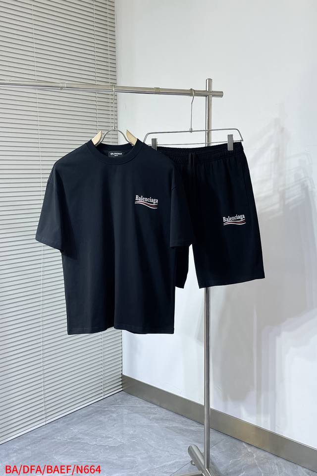 N664 Ba 25Ss Balenciaga heavyweight round neck short-sleeved top, made from 330g