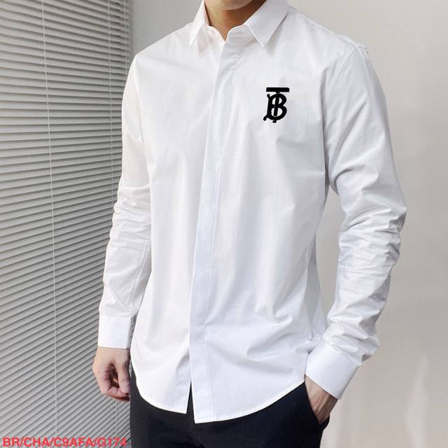 G174 Br Burberry counter's latest men's must-have short long shirt, 100% natural