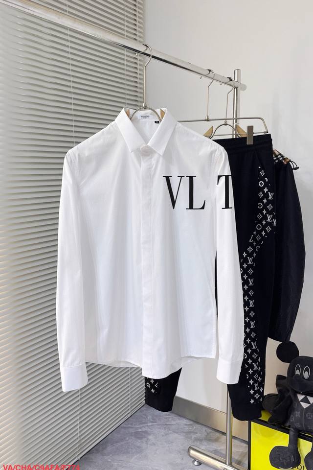 F774 Va Valentino counter's latest men's must-have short and long shirt, 100% na
