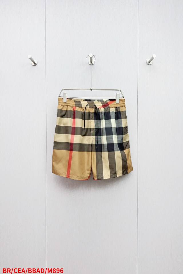 M896 Burberry Premium Original 25Ss New Summer Check Drawstring Swim Shorts. The
