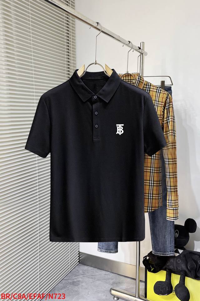 N723 High-end fabric Br Burberry 2025 Ss summer new logo men's lapel Polo shirt!
