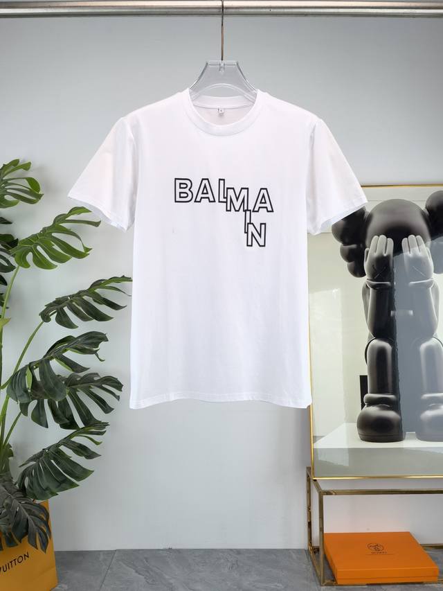 Balmain's latest 2025 Spring/Summer round-neck fashion short-sleeved T-shirt, sy
