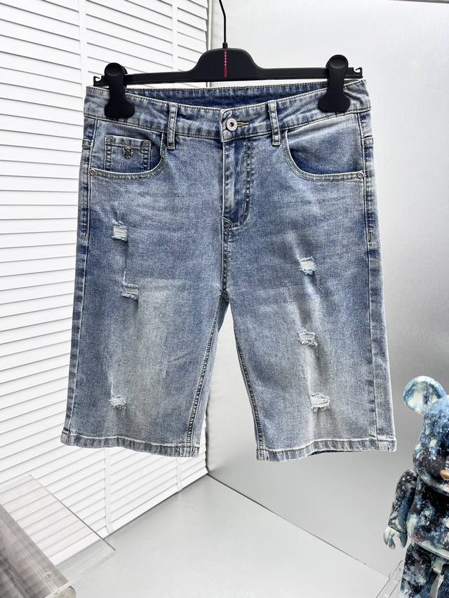 Ch* Chrome Hearts 2025 Spring/Summer new denim shorts, made from heavy-duty wash