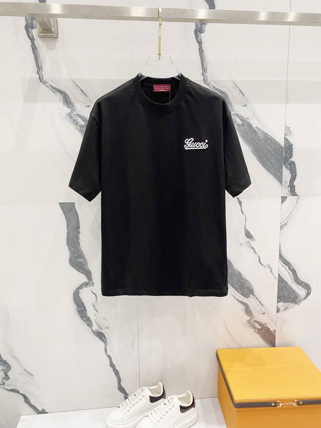 Gucci 320g round neck short-sleeved T-shirt, exclusively customized with exquisi