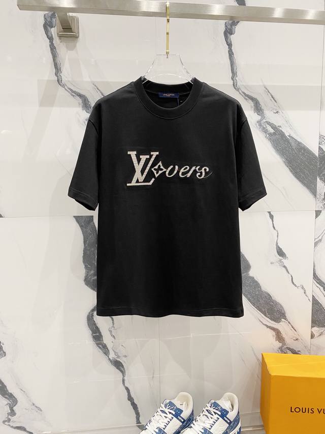 Louis Vuitton 320g round neck short-sleeved T-shirt with simple colorful letter