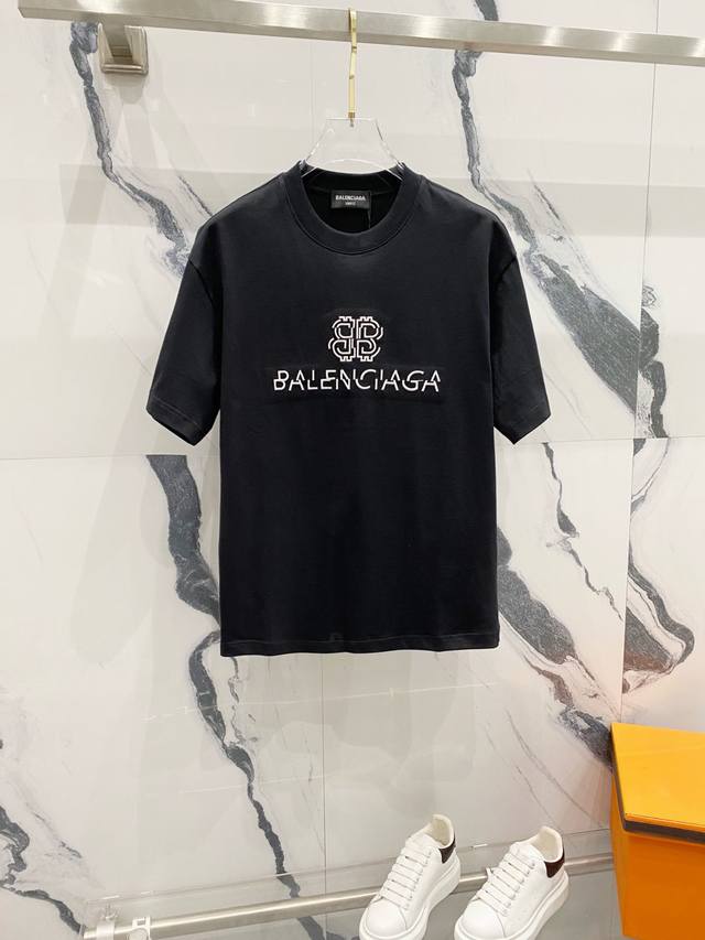 Balenciaga 320g round neck short-sleeved T-shirt with personalized offset embroi