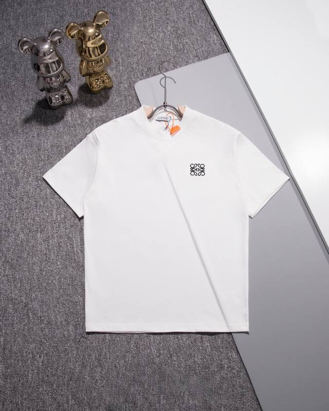 Loewe round neck short-sleeved T-shirt with embroidered logo. Official 1:1 origi