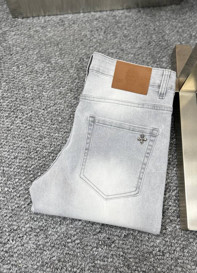 Chro* Chrome Hearts SS25 early spring new men's jeans with excellent stretch. Ex
