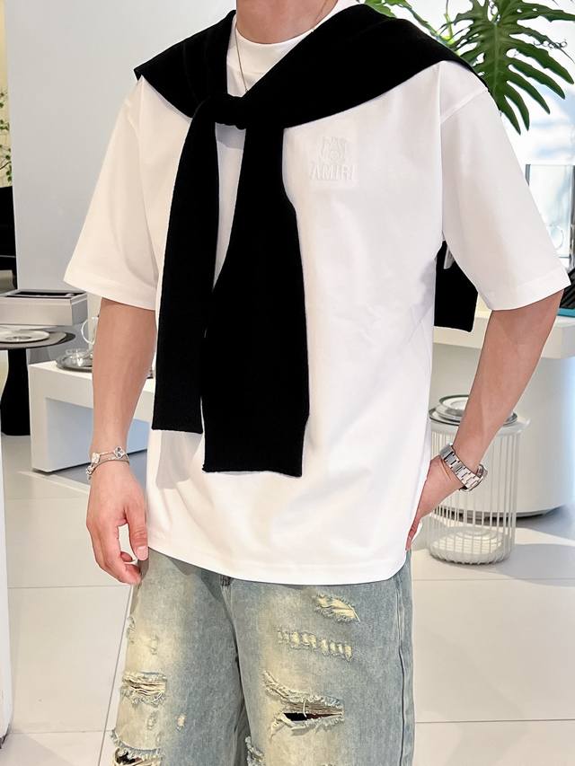 Amiri's 2025 new spring/summer washable short-sleeved round neck T-shirt debuts