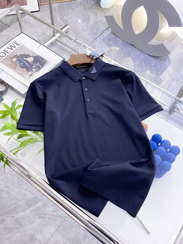 New arrival in spring: Armani 2025Ss summer new letter logo men's lapel Polo shi