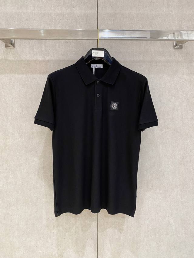 Stone Island 2025Ss new summer letter logo men's lapel Polo shirt! Classic busin