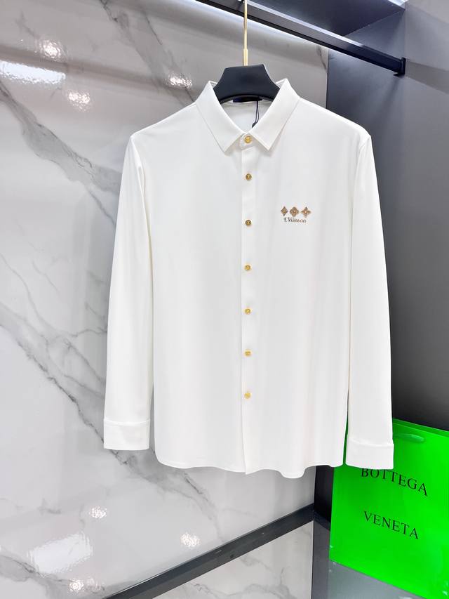 Lv 2025Ss new autumn lapel long-sleeved shirt, custom-made top-grade cool nylon-