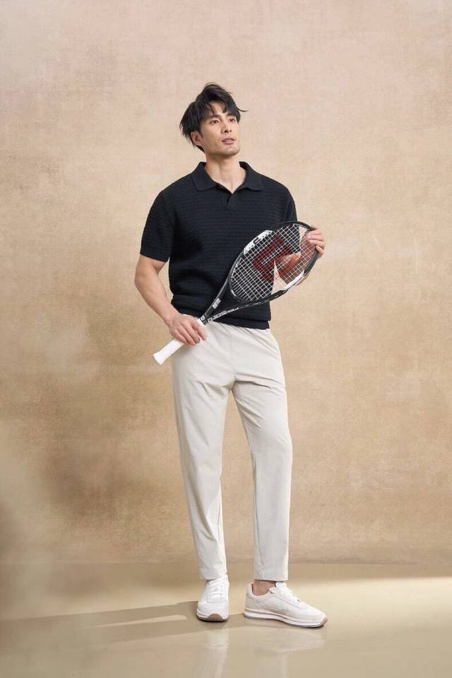 Loro Piana Lp2580 Spring/Summer Men's Buttonless Short-Sleeved Lapel T-Shirt. Cr