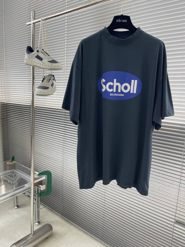 Balenciag 25Ss New Blcg I Scholl Men's Faded Black Jersey Profile T-shirt Size: