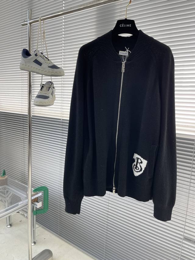 Bbr Shield Zipper Jacket Customized wool yarn-dyed exclusive wool material incor