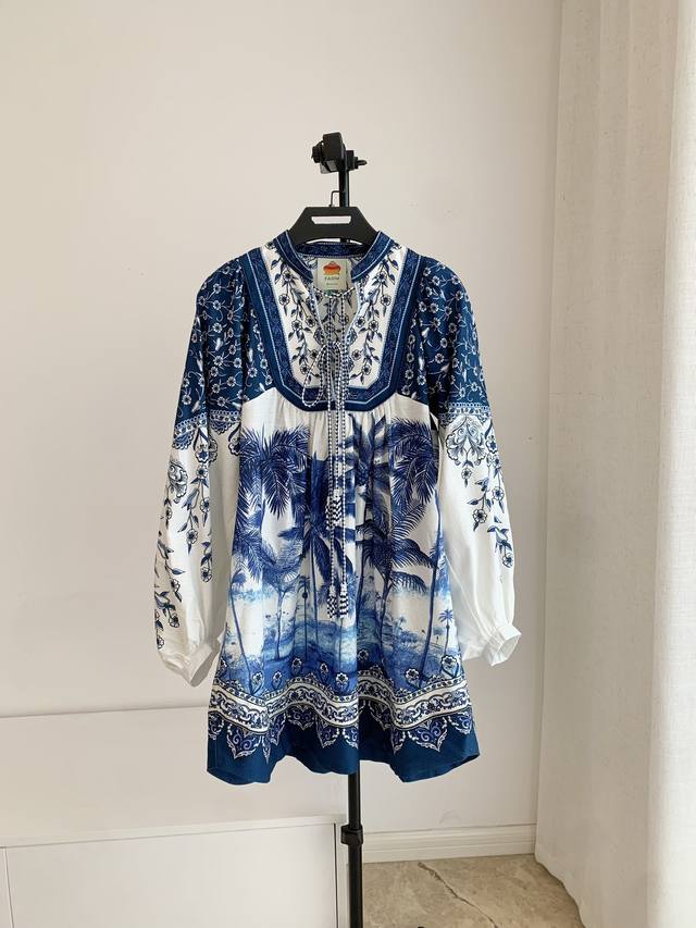 New arrival: Sml Xl Farm Rio linen blue coconut dress, embodying island style. T