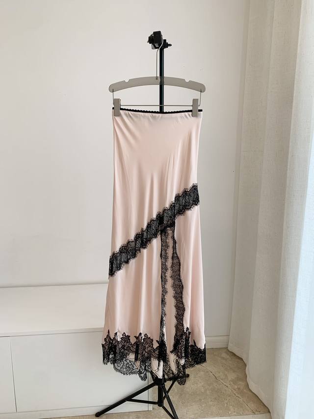 New Xs Sml Small People Silk Satin Pink Lace Skirt