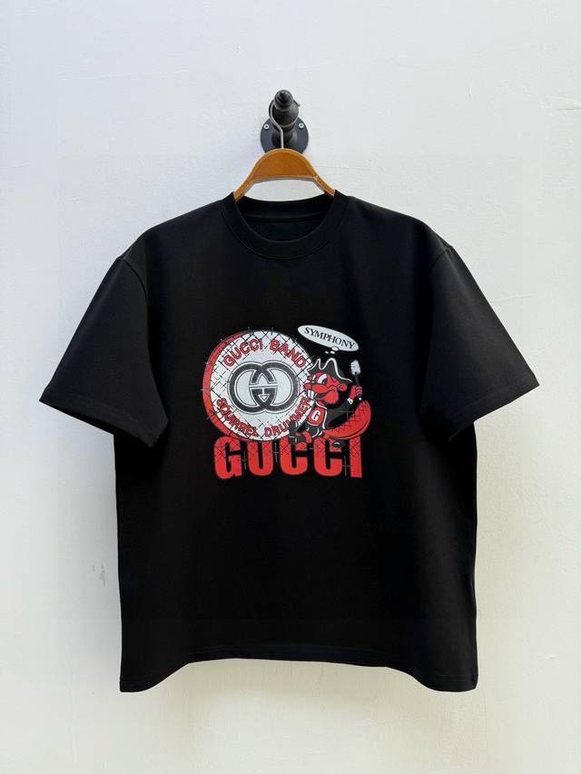 Gu cartoon print round neck short-sleeved T-shirt, customized new spring and sum