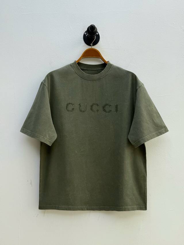 Gu logo printed knitted cotton T-shirt, a new summer product from OEM factory P.