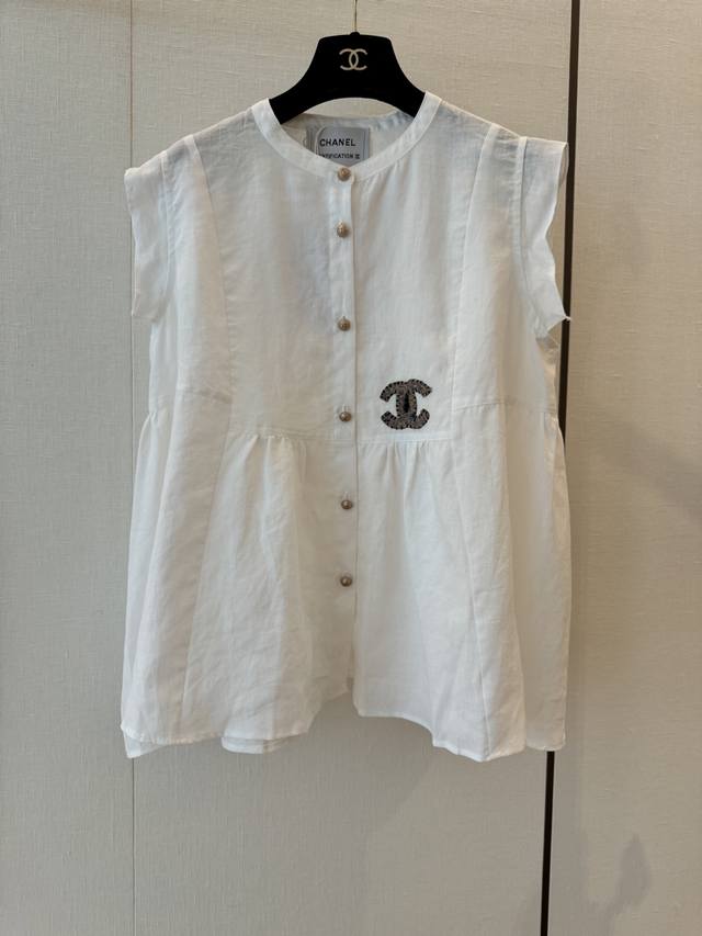 Cc Chane new sleeveless top, essential for summer temperament, cotton and linen