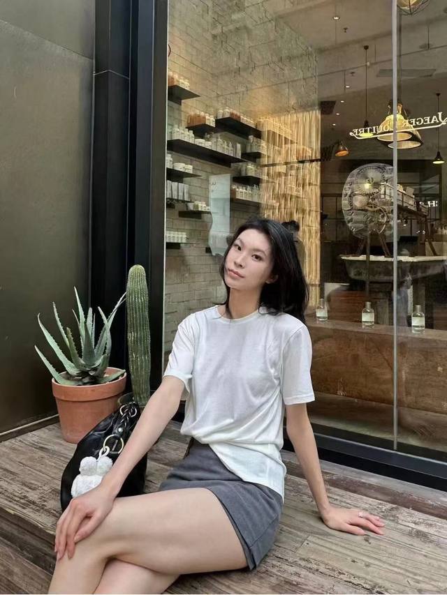 Ra2025 new summer irregular hem Tee. Mosang silk fabric, comfortable and cool, n