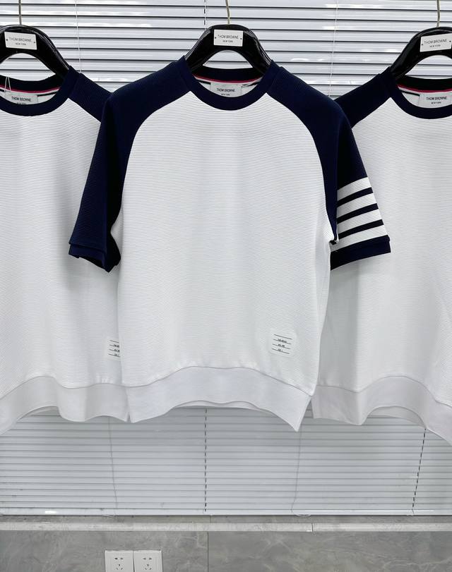 Tee Water Ripple Waffle Round Neck Short Sleeve T-shirt Custom woven and spun dy