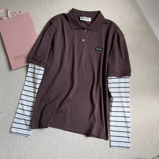Miu fake two-piece Polot shirt hits the market. Simple and elegant design, pure