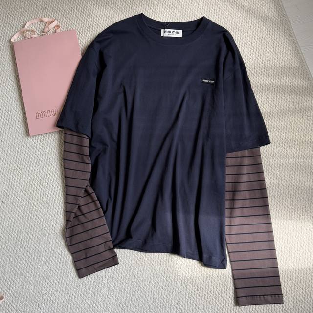 Miu fake two-piece T-shirt hits the market. Simple and elegant design, pure cott